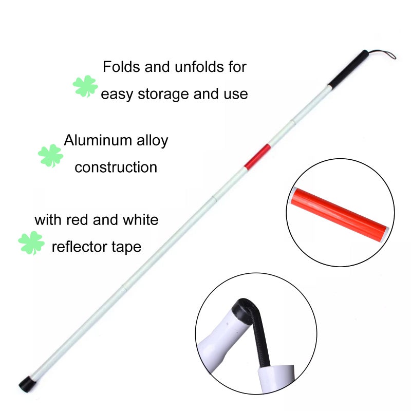 Baitaihem Folding Blind Cane Reflective Red Folding Walking Stick for Vision Impaired and Blind People - Image 4